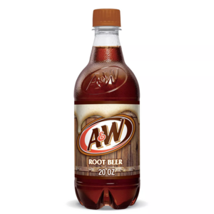 A&W Root Beer 20 Oz Bottle on a Refreshing Background