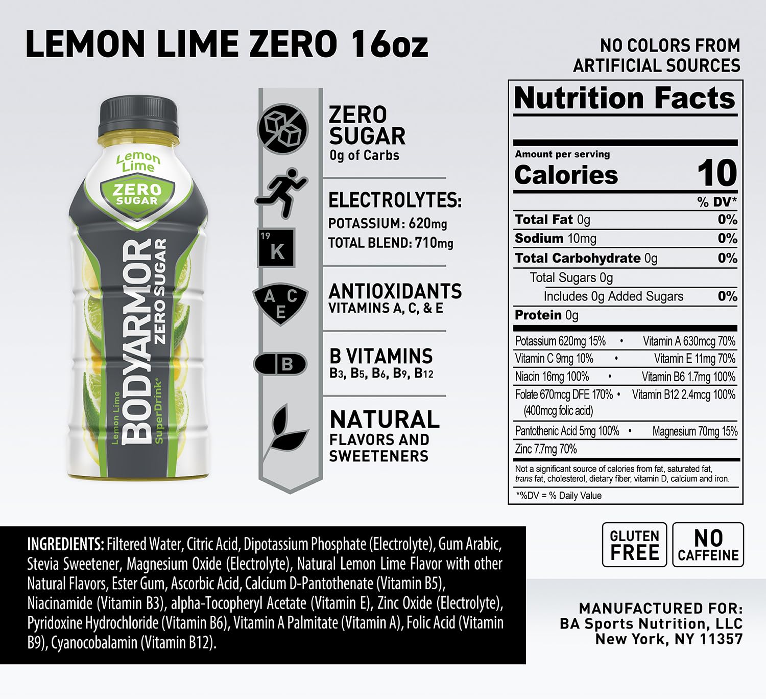 BODYARMOR Zero Sugar Lemon Lime Hydration